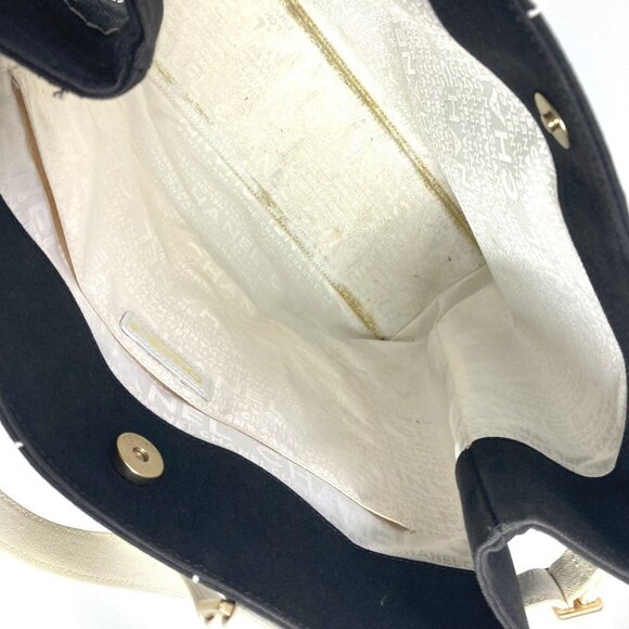 CHANEL Black Canvas Logo Shoulder Bag - Picture 12 of 16